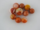 Vintage Marbles Lot Of 10 Orange Red White Swirl
