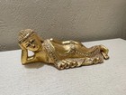 12   Vintage Burmese Reclining Carved Buddha Gilded Wood Jeweled Inlays