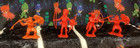 Real Marx Indians With Spears And Bows  Dark Red Plastic W  Rare Color Variant
