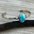 Blue Kingman Turquoise Boho Narrow Cuff Bracelet Sterling Silver Samuel Yellowh