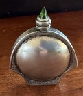 Vintage Mexico Sterling Green Stone Cap Perfume Snuff Bottle Ormex Art Deco