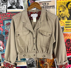 Vtg 90s Khaki Twill Culottes   Crop Jacket Two Piece Coords Neiman Marcus Set