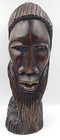 Vintage Makonde-style African Carved Wood Bust 15in Pierced Beard Sculpture