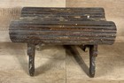 1800s French Hand Carved Foot Stool Fluted Ribbed Top 