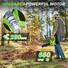 Cordless Leaf Blower 650cfm 280mph   6 Speed Levels Electric W 2 Batteries 4 0ah