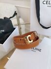Celine Brown Full Leather Women s Belt 1m W 2 5cm Size 85