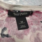 White House Black Market Black White Pink Floral Cardigan Rhinestones Size M