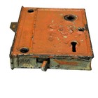 Antique Cast Iron Orange Rim Lock Door Hardware Salvage Rustic Decor Functional