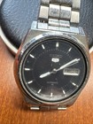 Seiko 5 Automatic Watch  Day Date Black Dial Stainless Steel 7009-8740 Runs