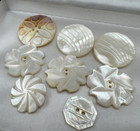 Gorgeous Lot Of 8 Antique Victorian Buttons Carved Natural Shell Mother Of Pearl