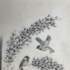 Japanese Ink Painting Hanging Scroll Bamboo Sparrow Antique Art Calligraphy