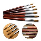 Kolinsky Sable Round Acrylic Nail Brush Red Wood Handle Manicure Tool New