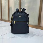 New Tumi Voyageur Halsey Backpack Black Gold Zip Leather Nylon 196601