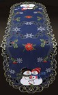 Holiday Christmas Snowman Snowflake Placemats Table Cloth Runner Navy Blue Gold