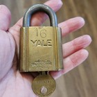 Vintage Brass Yale   Towne Military Padlock W Original Numbered Key Marked U s 
