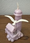 Vintage Lavender Lighthouse Seagull Candle Nautical Coastal Beach Decor Seashell