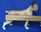 Vintage Large Ceramic Boxer Dog Figurine Brown Glazed Standing 8  Tall