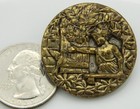 Antique Brass Picture Button Young Girl At Window  Large 1 1 4 