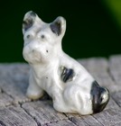Vintage Ceramic Miniature Figurine Sitting Terrier Dog Made In Japan C  1940 s