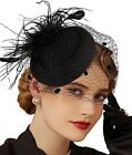 Fascinators Hat Women Tea Party Headband Pillbox Veil One Size Blush Pink