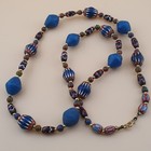 Vintage Venetain African Style Trade   Chevron Glass Beads Necklace
