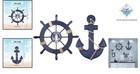 2 Pack Nautical Wooden Ship Wheel   Anchor - Beach Themed Wall Art Decor