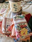 Rag Rug Lot Of 3 Pre-cut Fabric Strips Rolls Several Yards And Bag Of Strips