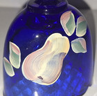 Nwt Fenton Signed Cobalt Blue Oval Diamond Optic Painted Fruit Glass Bell 100 Yr