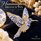 Blue White Hummingbird Brooch Rhinestone Enamel Bird Pin Gift For Women