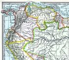 1897 Century Map South America Brazil Argentina Colombia Peru Bolivia Chile Rio