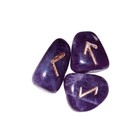 Amethyst Rune Set 25 Stones With Bag   Guide For Divination Meditation
