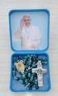 Pope Francis Blu Rosary With Papal Apostolic Blessing Parchement