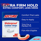 Secure Denture Adhesive Strips     Zinc Free     Waterproof     Comfortable Cushion Fi