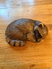 Alberta s Molds 1977 Ceramic Sleeping Raccoon Figurine  Mcm  Vintage  Cute Brown