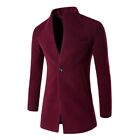 Mens Warm Jacket Warm Long-coat Winter Tops Outwear Wool Blend Trench Overcoat