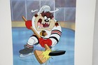 Toon Art Chicago Blackhawks Warner Bros Taz Nhl Hockey Slapshot Litho Pub Proof
