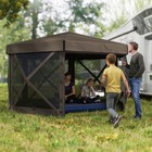 12  X 12  Hexagonal Pop Up Gazebo  Outdoor Canopy Tent  Brown