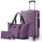 3 Piece Luggage Set Abs pc Hardshell Carry On Suitcase Spinner Wheels