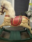 Vtg Collectible Wooden Rocking Horse Handmade Large 17   x12    Natural Mane tail