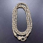 Ethnic Handmade Nepal Old Silver Necklace 925 Silver Braided Chain Vintage