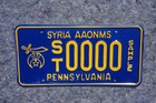 Pennsylvania Sample License Plate - Syria Aaonms