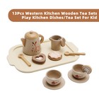 13pcs Western Kitchen Wooden Tea Sets Play Kitchen Dishes tea Set For Kid