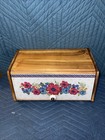 Pioneer Woman Dazzling Dahlias Acacia Wood Bread Box   Rustic Farmhouse