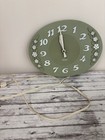 Vintage Robert Shaw Green Plastic Oval Mid Century Electric Wall Clock 1970 s