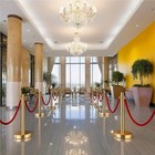 8 Pcs Gold Stanchions With Red Velvet Ropes-red Carpet Party Crowd Control Poles