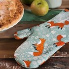 Foraging Fox Cotton Gauntlet Oven Glove Mitt Ulster Weavers Uk