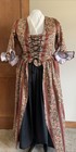 Xl Outlander  Colonial  Cotton Gilded Wine Stripe Polonaise over Dress   Nwot