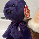 Ty Beanie Buddies Plush Lot Of 2 Purple Bear   Ostrich 1999 Vintage