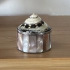 Small Vintage Inlaid Shell Jewelry Snuff Box Abalone Mother Of Pearl Iridescent