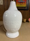 Mid-century Modern Table Lamp White Ceramic And Wood Vintage Mcm